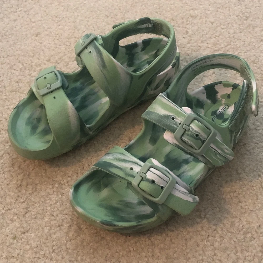 Cat & Jack Green Camouflage Kids Sandals